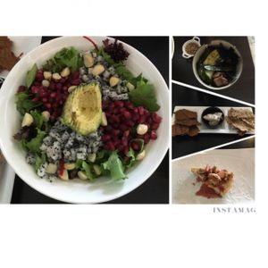 salad , chip & vegan cheese , sushi bowl, vegan cheesecake  at Afterglow by ANGLOW in Central Singapore