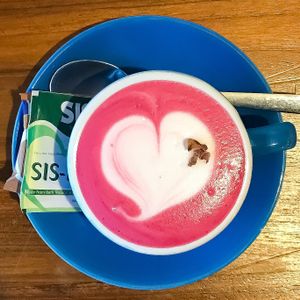 Pink latte at Afterglow by ANGLOW in Central Singapore