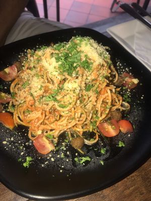 Zucchini linguine and walnut 'meat' balls at Afterglow by ANGLOW in Central Singapore