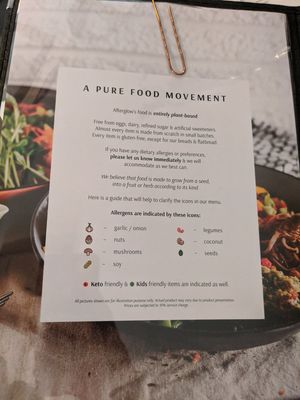 Dietary allergens or preferences at Afterglow by ANGLOW in Central Singapore