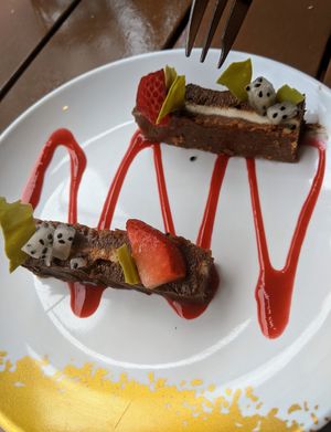 Chocolate mousse cake with tahini caramel - $12. Very small portion at Afterglow by ANGLOW in Central Singapore