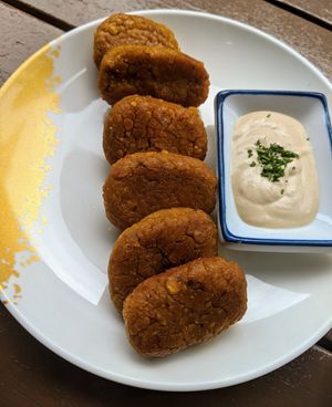 Lentil and flaxseed nuggets. $8 at Afterglow by ANGLOW in Central Singapore