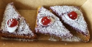 Coconut and jam traybake at Coffee Chameleon  in Sandown