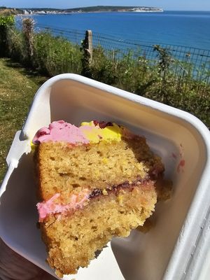 Raspberry and lemon cake at Coffee Chameleon  in Sandown