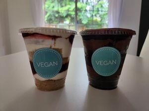 Vanilla raspberry, double chocolate raspberry cake cups at Hollywood Baked Goods in Kirkland