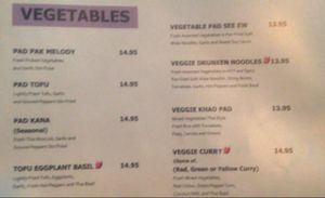Lily Thai - Vegetable Menu - 1 at Lily Thai in Rehoboth Beach