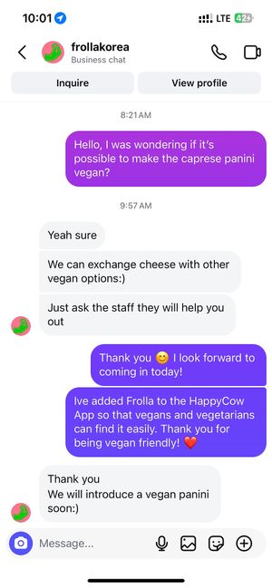 Veg sando avail and vegan sando coming soon!  at Frolla in Seoul