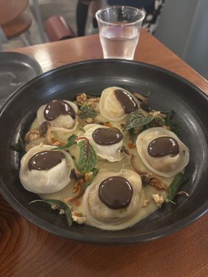 Pumpkin raviolii  at DuLi Plant-Based Restaurant in Beijing