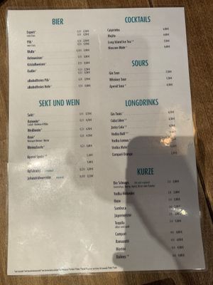 Menu at Vegi in Tubingen