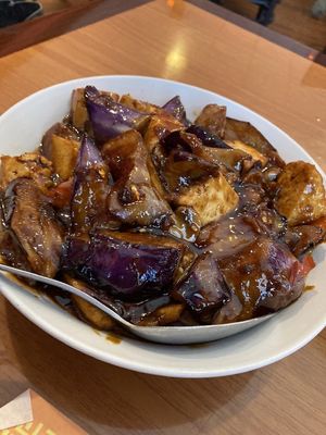 Eggplant with tofu added  at Aristo Bistro in Westlake
