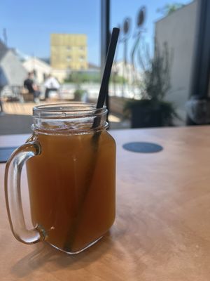homemade peach iced tea  at Pappare' - Milano Symbiosis in Milan