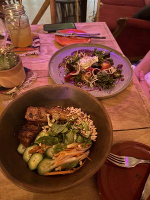 Seitan Bo-Bum and Vampiro. Absolutely delicious    at Cósmica Cocina  in Puerto Vallarta