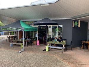 Outside at New Earth Cafe in Coolum Beach