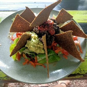 Raw nachos at New Earth Cafe in Coolum Beach