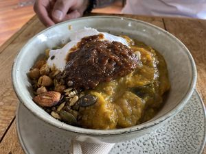 Absolutely delicious and nourishing curry at New Earth Cafe in Coolum Beach