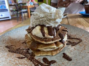 Loved these caramel banana pancakes  at New Earth Cafe in Coolum Beach