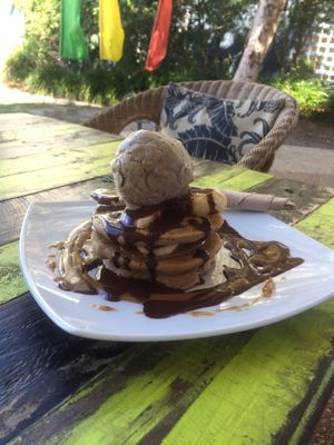 Snickers Pancake Stack at New Earth Cafe in Coolum Beach