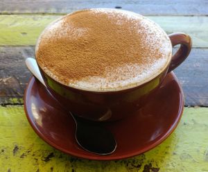 A very large almond chai at New Earth Cafe in Coolum Beach