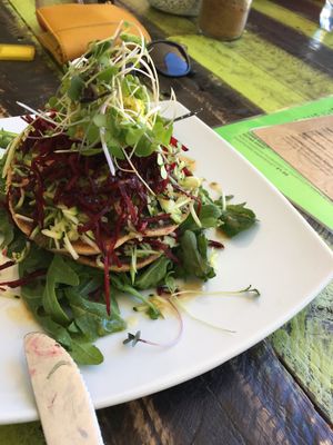Savory pancakes at New Earth Cafe in Coolum Beach