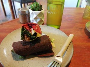 Beautifully presented wrap at New Earth Cafe in Coolum Beach