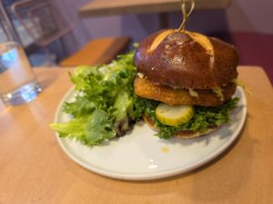 Honey Glazed Crispy Chick’n Sandwich at Lulu Green in Boston