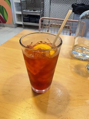 Elderberry hibiscus tea. Only a little sweet, but I was hoping it would be more sour from the hibiscus.  at Lulu Green in Boston