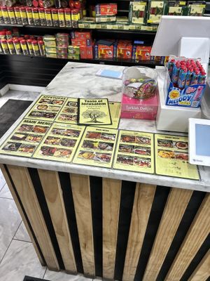 Indoor - register w more menu   at Taste of Jerusalem Express in Pensacola