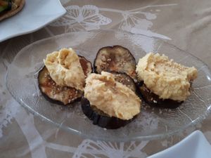 Grilled aubergines with hummus at La Joya in Nerja