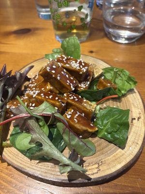 Toasted tofu teriyaki bites  at Virgins & Castle in Kenilworth