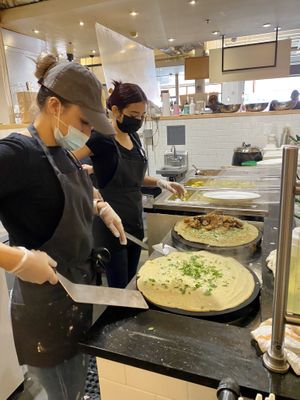 You can see the dosas being made at DC Dosa - Kiosk in Washington