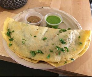 delicious huge eggplant filled dosa! at DC Dosa - Kiosk in Washington