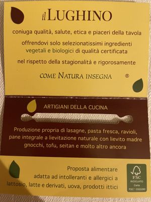 Their business card   at Il Lughino in Seregno
