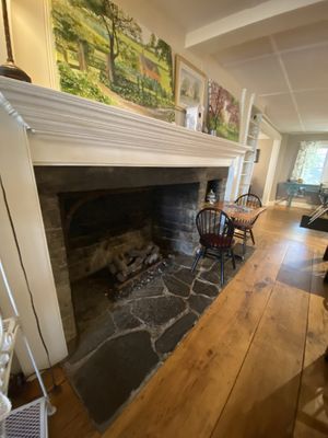 Fireplace seating  at Monet's Table in Tolland