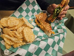 Buffalo cauliflower panini at Leaf and Ladle in Bellingham