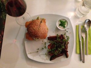 Vegan Burger with Wedges  at The Green Garden in Salzburg