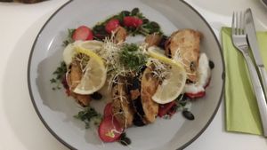 Aubergine Schnitzel  at The Green Garden in Salzburg