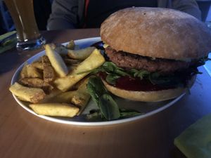 Beyond meat burger  at The Green Garden in Salzburg
