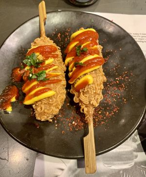 Korean corn dogs  at Wagamama - Union Square in Aberdeen