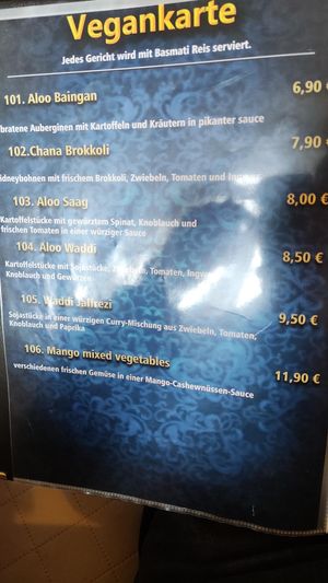 vegan menu  at Indian Masala House in Jena
