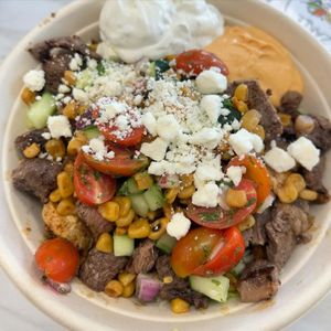 Beef kabob bowl  at Zakee Mediterranean Street Food in Akron