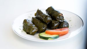 Grape leaves ( meat, meatless) at Zakee Mediterranean Street Food in Akron