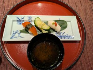 Vegetable sushi (Japanese set menu) at The Dining - Shiba Park Hotel in Tokyo