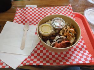 Attieke (couscous) bowl with tofu at Baguette Brochette Ottawa in Ottawa