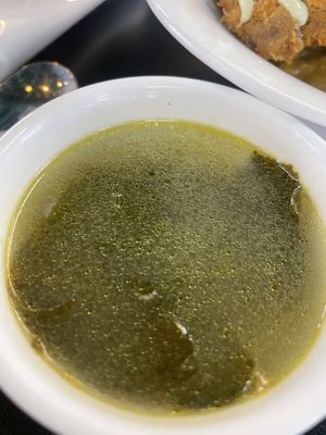 Seaweed soup is coming together with   at Vegenarang in Seoul