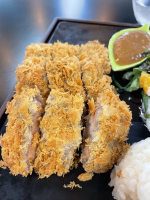 Vegan cutlet super crunchy - looks a bit odd but it’s delicious   at Vegenarang in Seoul