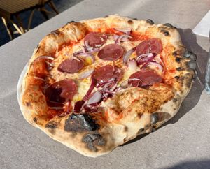 Pizza Salami vegan  at Diego to Napoli  in Braunschweig