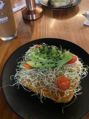 Toast Vegano - Super Filling and Tasty! at La Petrona in Oaxaca