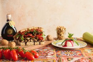 Our Vegan Combo. A plant-based combo featuring our vegan focaccia and a soy-oat panna cotta with raspberry coulis. at La Posata in Frederiksberg