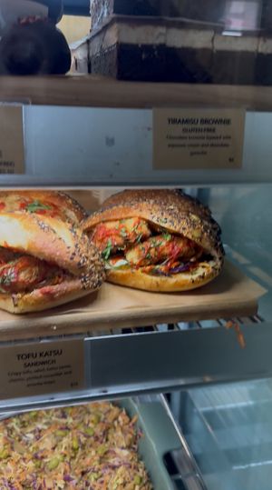 A variety of sandwiches - tofu katsu, chicken parm and a Korean bbq one. Photos taken from a video, sorry for quality!  at Belen Plant Bakery - Petone in Petone