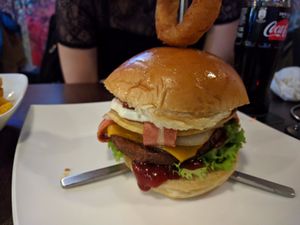confusing vegan indiana jones burger at Lily Burger in Berlin